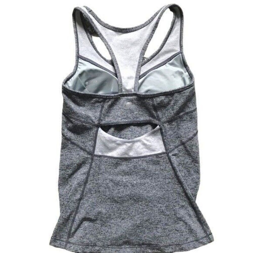 Zella Tank Top Women’s‎ Size XS Take The Plunge Grey Activewear Open Back Logo - Picture 5 of 8